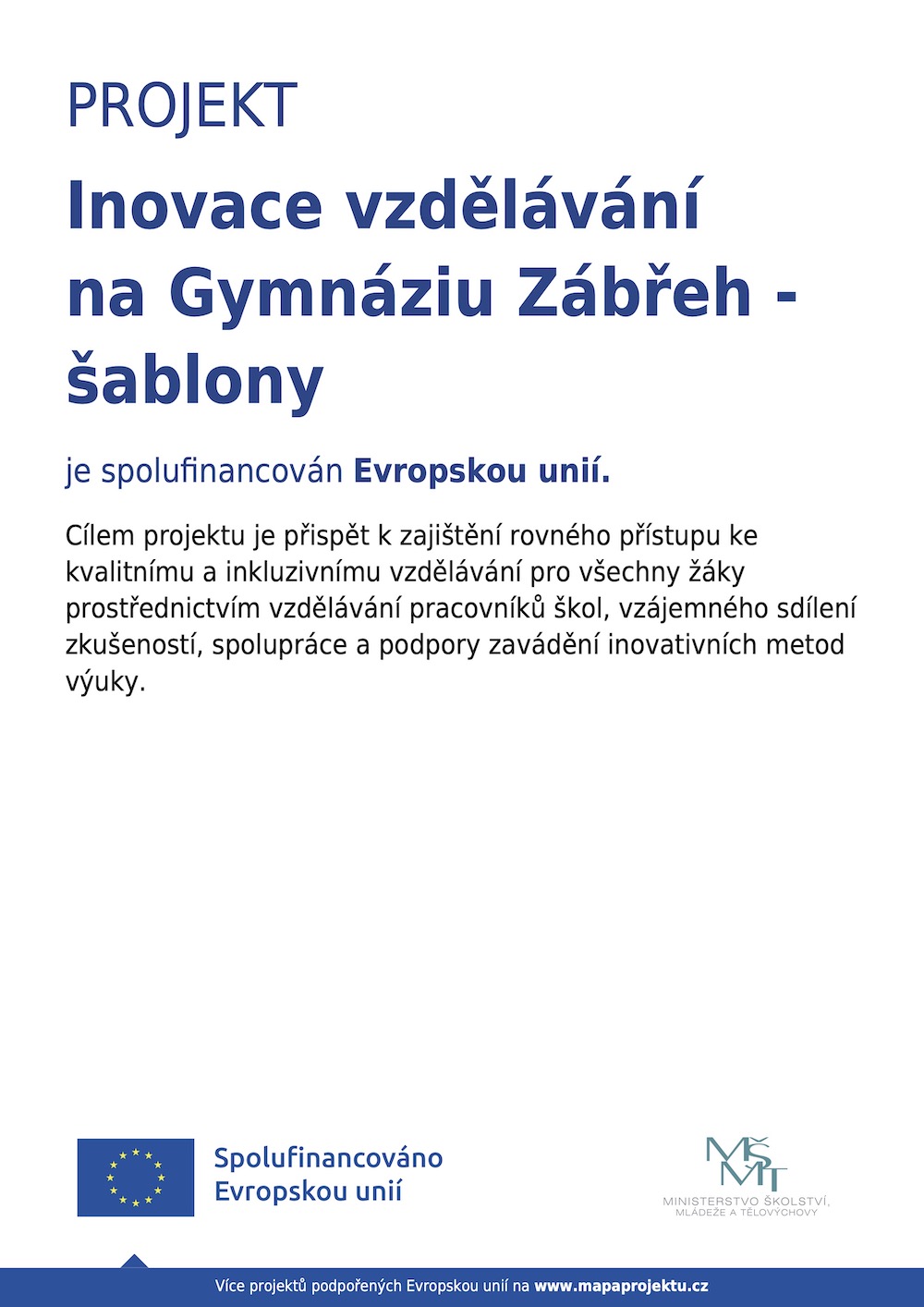 Inovace vzdělávání na Gymnáziu Zábřeh - šablony